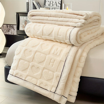 CozyCoral | Plaid en Fleece Ultra Doux à Motif Cœur