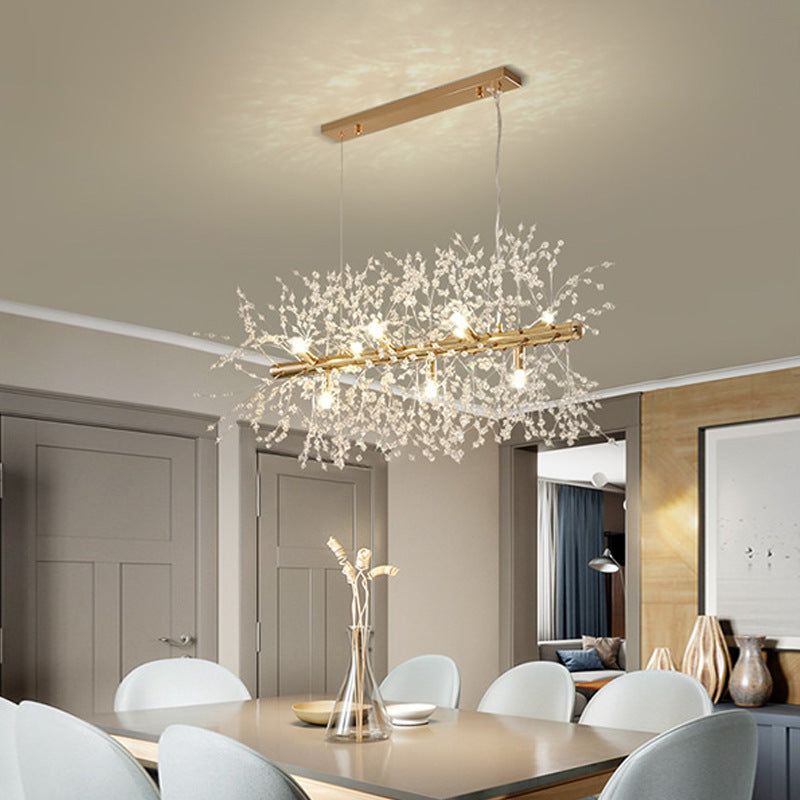 LunaireChic – Suspension LED blanche et dorée pour espace de vie