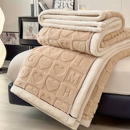 CozyCoral | Plaid en Fleece Ultra Doux à Motif Cœur