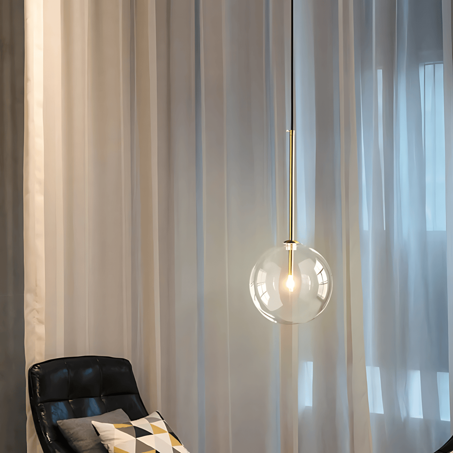 Suspension Élégante avec Globe en Verre