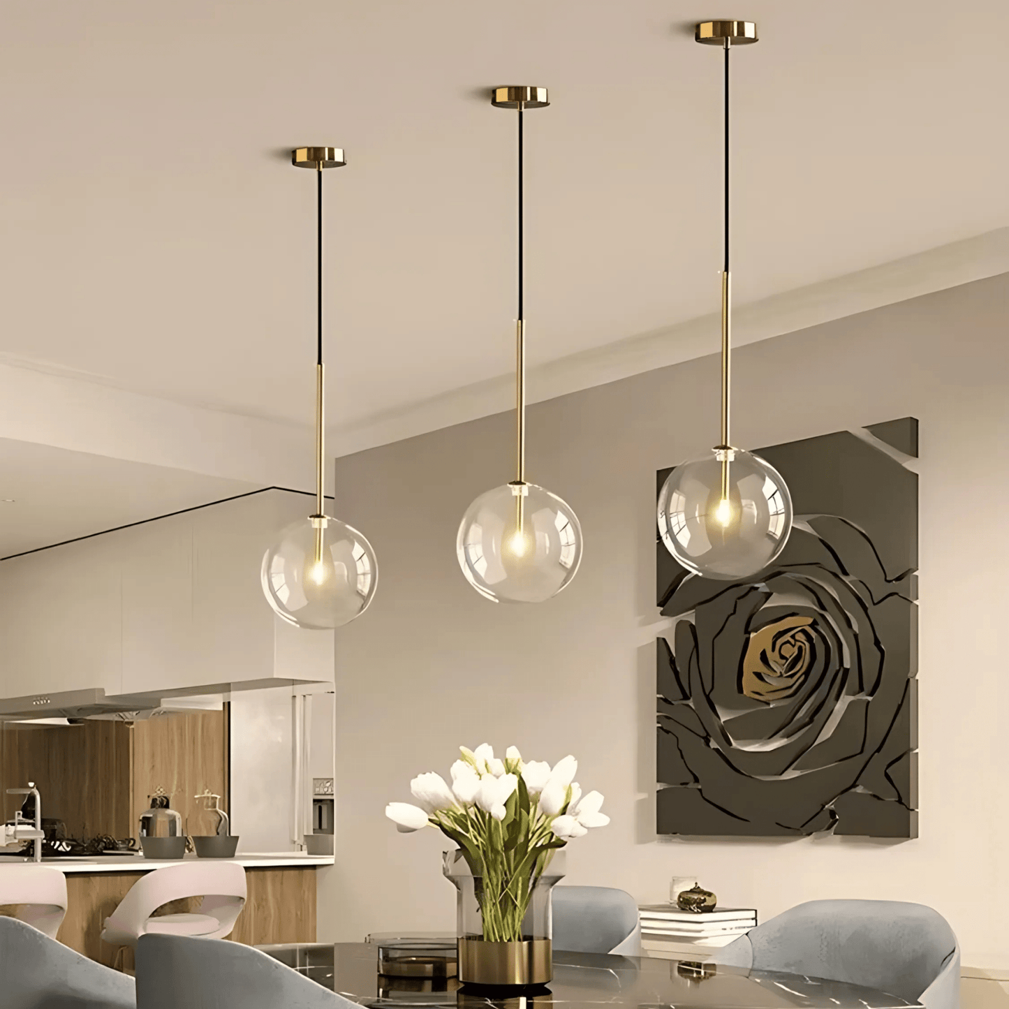 Suspension Élégante avec Globe en Verre