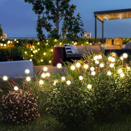 LUNAVIA – Lampes Solaires de Jardin à LED – Effet Lucioles – Tiges Flexibles – Lumière Blanche Chaude – IP65