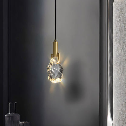 Natalia – Suspension Dorée avec Cristal | Éclairage LED de Luxe | Hauteur 28 cm