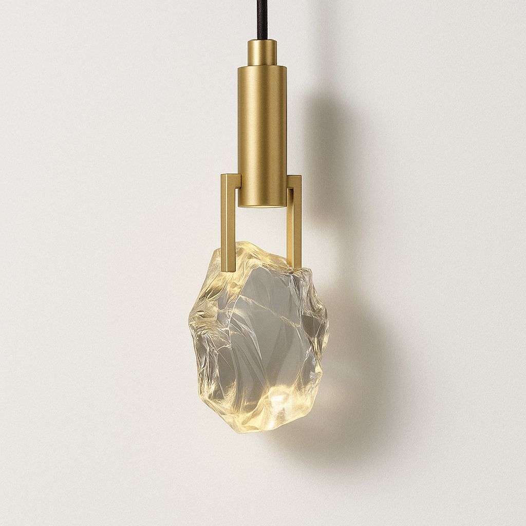 Natalia – Suspension Dorée avec Cristal | Éclairage LED de Luxe | Hauteur 28 cm